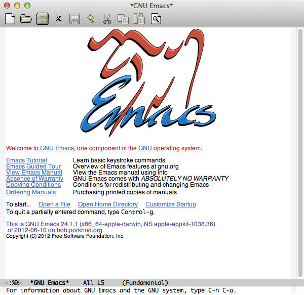 First Emacs screen