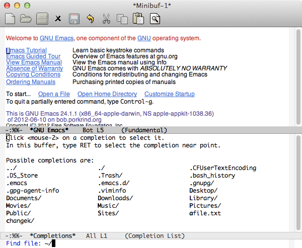 Opening a file in Emacs